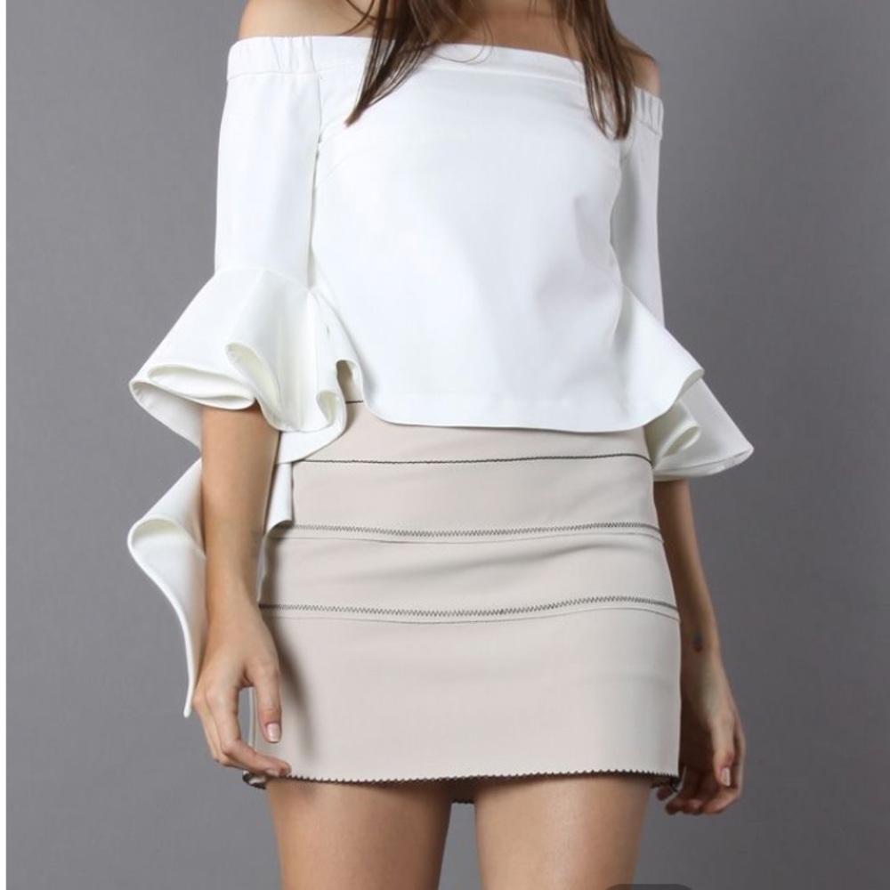 Chic Wish White Ruffle Top
